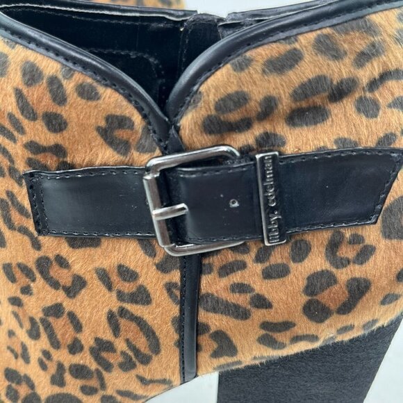 Libby Edelman Claudia 9M Leopard Animal Print Heeled Ankle Bootie Boots Mob Wife - Picture 9 of 16